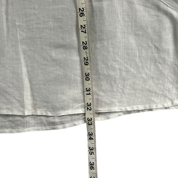 Sigrid Olsen Shirt Womens 1X White Linen Sleeveless V Neck Collared Pockets Top - Picture 7 of 9